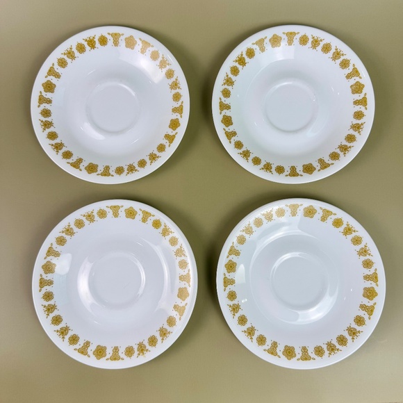 Set of 4 Corelle Livingware "Butterfly Gold" Saucers – Vintage Corning USA - Picture 4 of 14